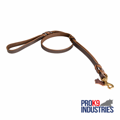 Dog Leather Leash With Additional Handle