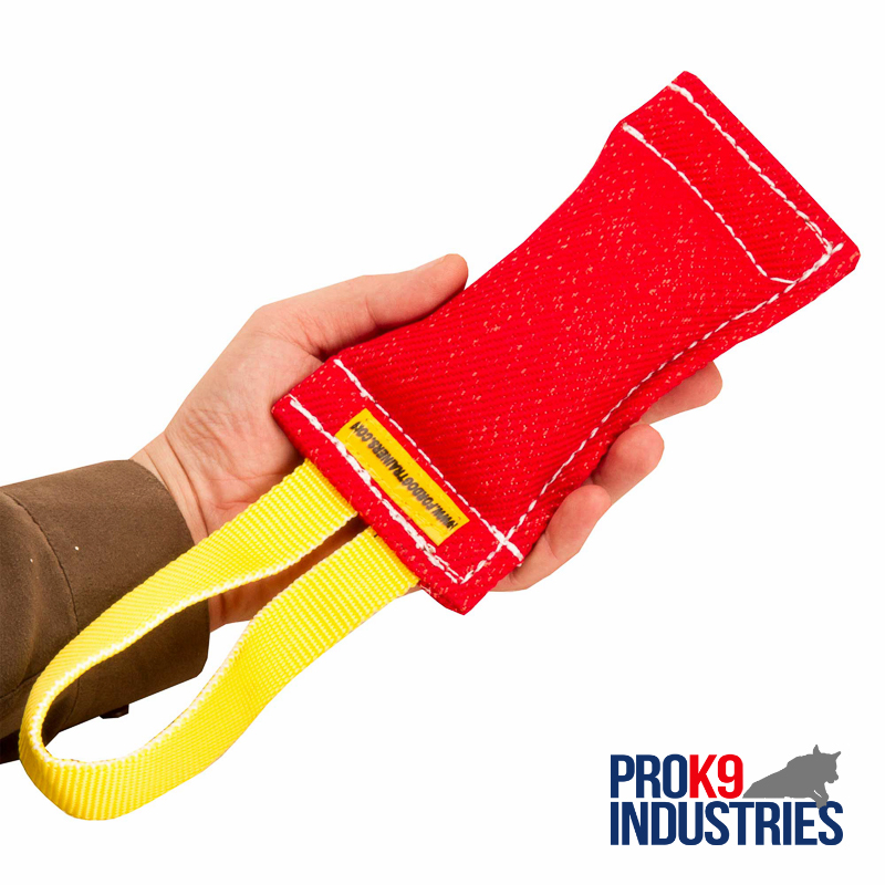 Great Synthetic "French Linen" bite tug - 2 1/3 inch x 8 inch (6cm x 20 cm) with handle - TE34-handle